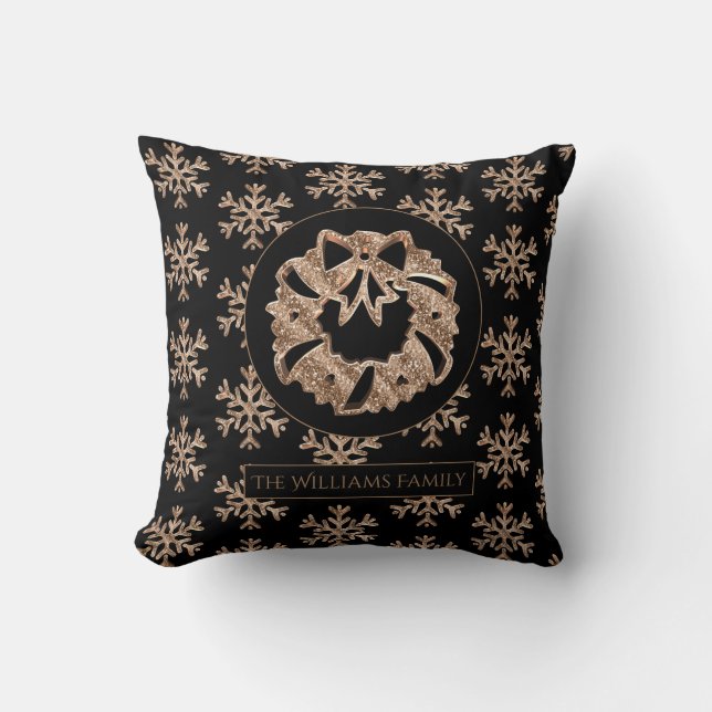 Snowflakes kerst met grote smaak Elegant Black en  Kussen (Voorkant)