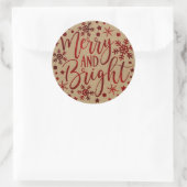 Snowflakes, kerst met vrolijk rood ronde sticker (Tas)