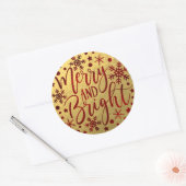 Snowflakes, kerst met vrolijk rood ronde sticker (Envelop)
