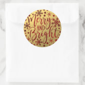 Snowflakes, kerst met vrolijk rood ronde sticker (Tas)