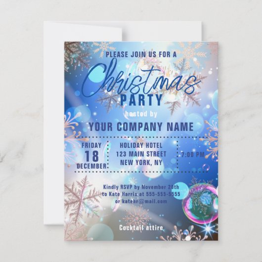 Snowflakes kerst uitnodiging voor feestdagen (Voorkant)