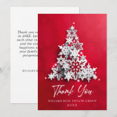 Snowflakes kerstbomen Corporate Holiday Bedankkaart (Voorkant / Achterkant)