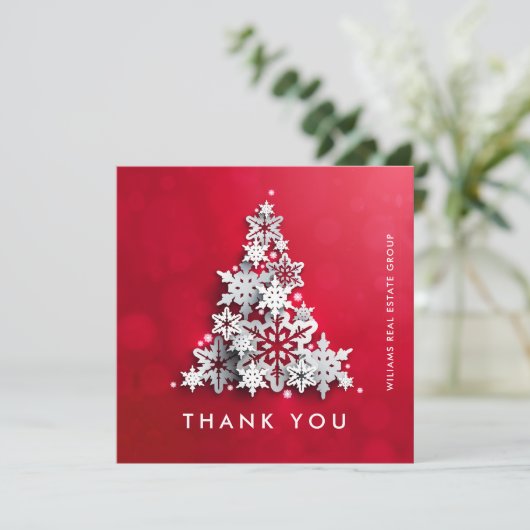 Snowflakes kerstbomen Corporate Holiday Bedankkaart (Staand voorkant)