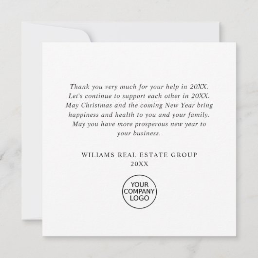 Snowflakes kerstbomen Corporate Holiday Bedankkaart (Achterkant)