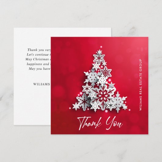 Snowflakes kerstbomen Corporate Holiday Bedankkaart (Voorkant / Achterkant)