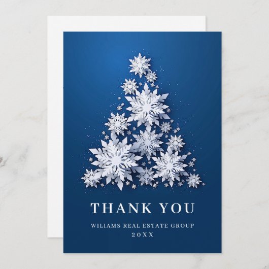 Snowflakes kerstbomen Corporate Holiday Bedankkaart (Voorkant / Achterkant)