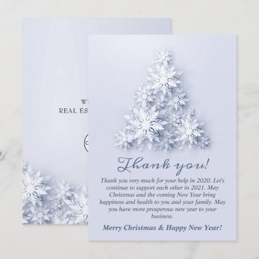Snowflakes kerstbomen Corporate Holiday Bedankkaart (Voorkant / Achterkant)