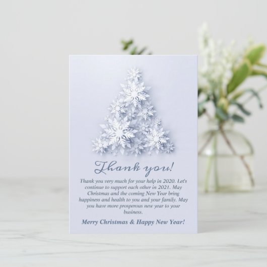 Snowflakes kerstbomen Corporate Holiday Bedankkaart (Staand voorkant)