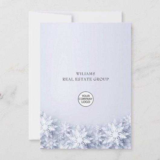 Snowflakes kerstbomen Corporate Holiday Bedankkaart (Achterkant)