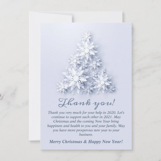 Snowflakes kerstbomen Corporate Holiday Bedankkaart (Voorkant)