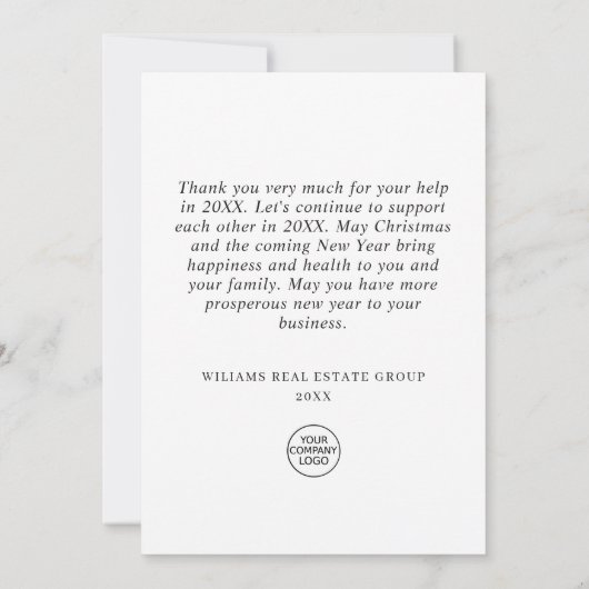 Snowflakes kerstbomen Corporate Holiday Bedankkaart (Achterkant)