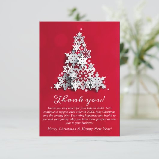 Snowflakes kerstbomen Corporate Holiday Bedankkaart (Staand voorkant)