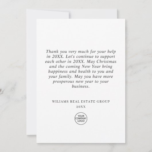 Snowflakes kerstbomen Corporate Holiday Bedankkaart (Achterkant)