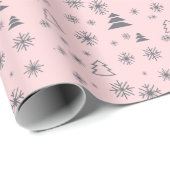 Snowflakes kerstbomen moderne feestdagen cadeaupapier (Rol Hoek)