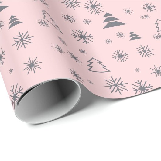 Snowflakes kerstbomen moderne feestdagen cadeaupapier (Rol Hoek)