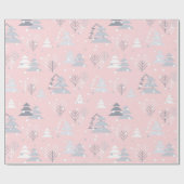 Snowflakes kerstbomen moderne feestdagen cadeaupapier (Vlak)