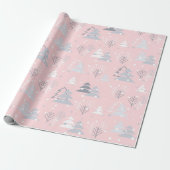Snowflakes kerstbomen moderne feestdagen cadeaupapier (Uitgerold)