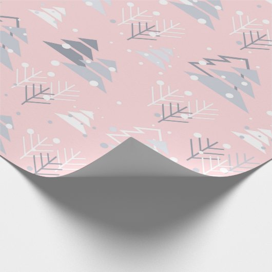 Snowflakes kerstbomen moderne feestdagen cadeaupapier (Hoek)