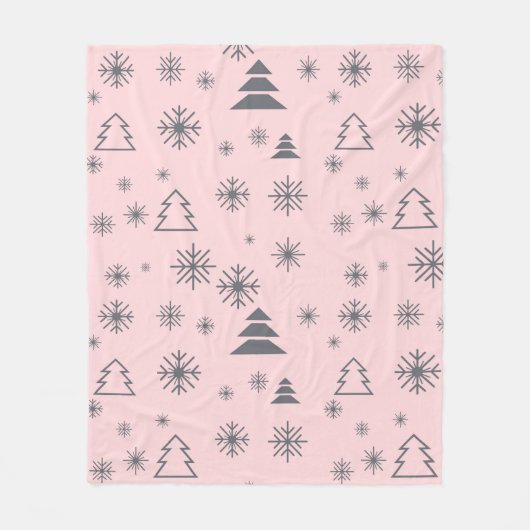 Snowflakes kerstbomen moderne feestdagen fleece deken (Voorkant)