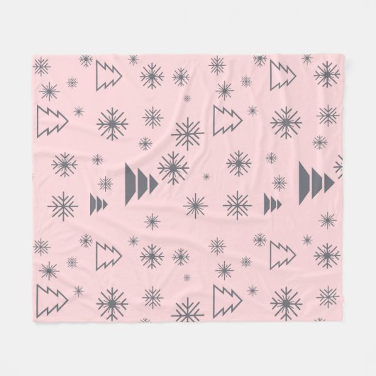 Snowflakes kerstbomen moderne feestdagen fleece deken (Voorkant (Horizontaal))