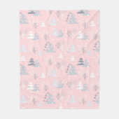 Snowflakes kerstbomen roze grijs fleece deken (Voorkant)
