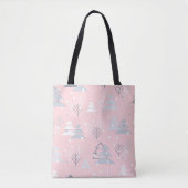 Snowflakes kerstbomen roze grijs tote bag (Voorkant)