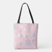 Snowflakes kerstbomen roze grijs tote bag (Achterkant)
