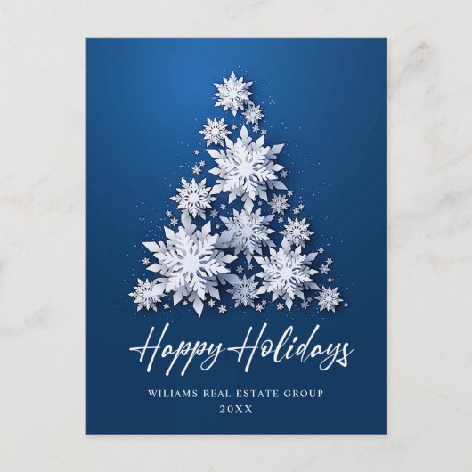 Snowflakes kerstboom bedrijfsgroet briefkaart (Voorkant)