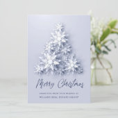 Snowflakes kerstboom bedrijfsgroet feestdagenkaart (Staand voorkant)