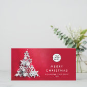 Snowflakes kerstboom bedrijfsgroet feestdagenkaart (Staand voorkant)