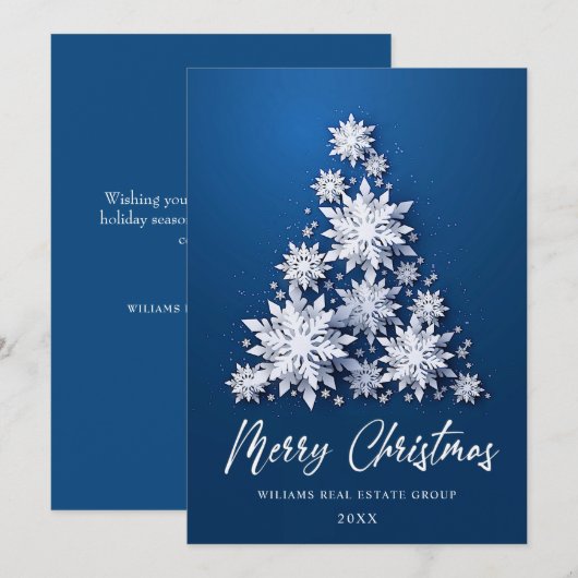 Snowflakes kerstboom bedrijfsgroet feestdagenkaart (Voorkant / Achterkant)