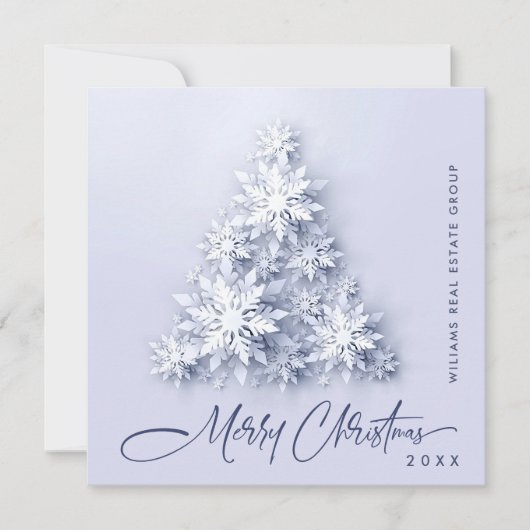 Snowflakes kerstboom bedrijfsgroet feestdagenkaart (Voorkant)