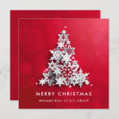 Snowflakes kerstboom bedrijfsgroet feestdagenkaart (Voorkant / Achterkant)