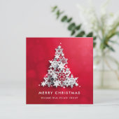 Snowflakes kerstboom bedrijfsgroet feestdagenkaart (Staand voorkant)