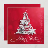 Snowflakes kerstboom bedrijfsgroet feestdagenkaart (Voorkant / Achterkant)