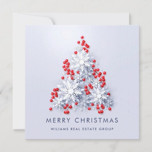 Snowflakes kerstboom bedrijfsgroet feestdagenkaart (Voorkant)