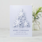 Snowflakes kerstboom bedrijfsgroet feestdagenkaart (Staand voorkant)