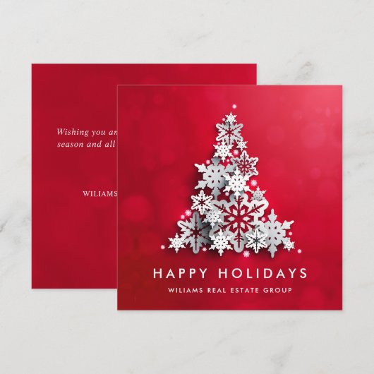Snowflakes kerstboom bedrijfsgroet feestdagenkaart (Voorkant / Achterkant)