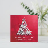 Snowflakes kerstboom bedrijfsgroet feestdagenkaart (Staand voorkant)