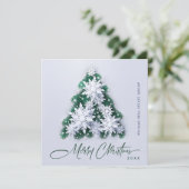 Snowflakes kerstboom bedrijfsgroet feestdagenkaart (Staand voorkant)