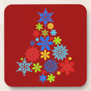 Snowflakes kerstboom drankjes onderzetter