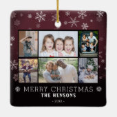 Snowflakes kerstfamilie 6 Fotocollage Keramisch Ornament (Achterkant)