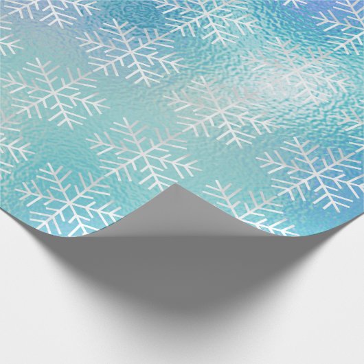 Snowflakes kerstfeestdag blauw, bevroren Merry1 Cadeaupapier (Hoek)