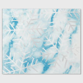 Snowflakes kerstfeestdag blauwe marmer grijs cadeaupapier (Vlak)