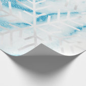 Snowflakes kerstfeestdag blauwe marmer grijs cadeaupapier (Hoek)