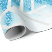 Snowflakes kerstfeestdag blauwe marmer grijs cadeaupapier (Rol Hoek)