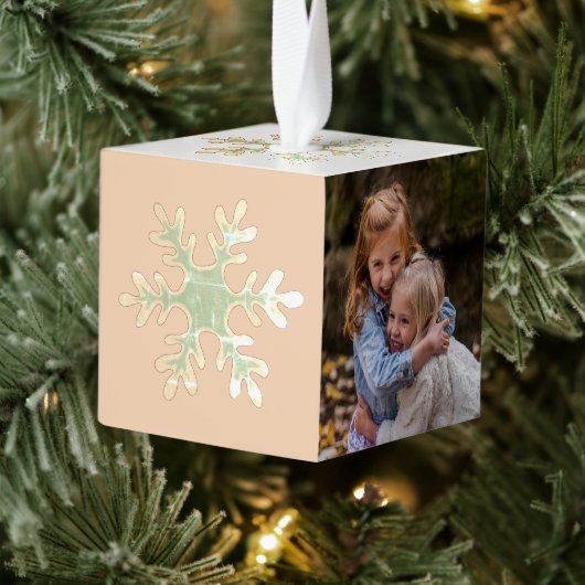 Snowflakes kerstfeestdag foto kubus ornament (Boom)