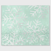 Snowflakes kerstfeestdag grijze glitter cadeaupapier (Vlak)