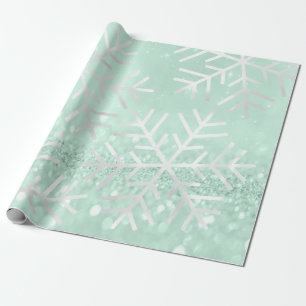 Snowflakes kerstfeestdag grijze glitter cadeaupapier