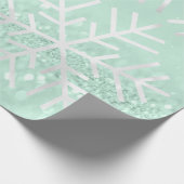 Snowflakes kerstfeestdag grijze glitter cadeaupapier (Hoek)